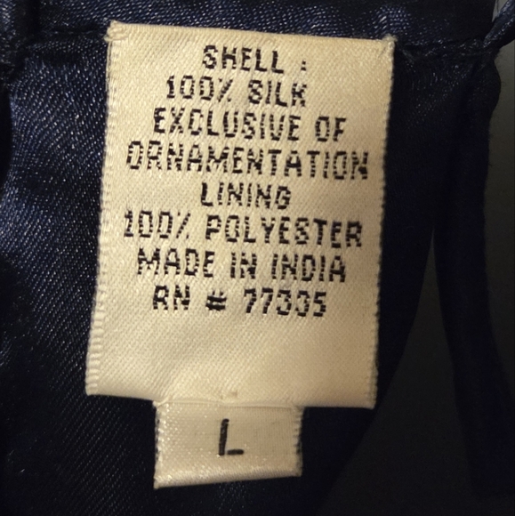 *rare* Scala Vintage Silk Sequin Formal Maxi Gown Dress Blue Spaghetti Sz Large - Picture 11 of 12